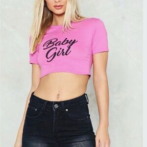 Pink baby tee y2k graphic fitted crop top cute going out aesthetic